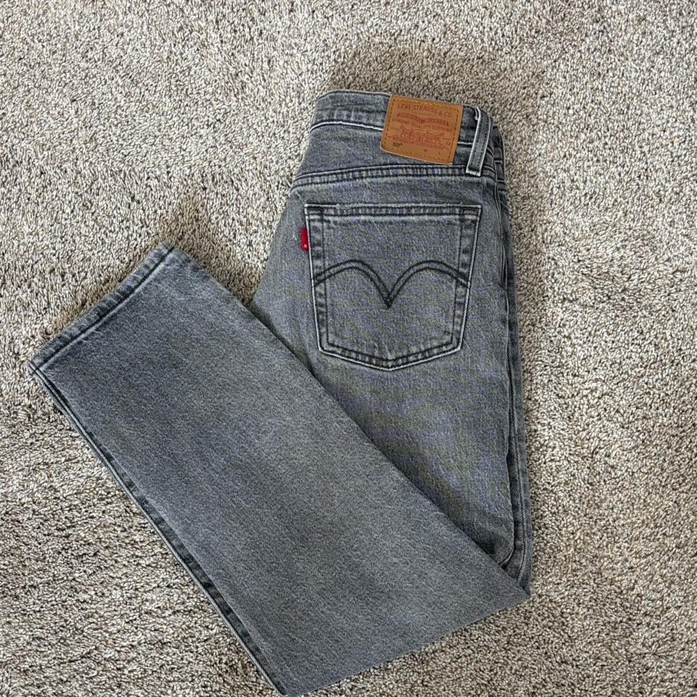 Levi's women’s 501s Gray Straight Jeans with Signature Back Pocket